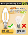 E14 LED Light Bulb, 4W 400 Lumens E14 LED Light Bulb Warm White 2700K, 40W Equivalent E14 SES Small Edison Screw Light Bulb, CRI 80 E14 LED Candle Bulb, Non Dimmable - Pack of 6