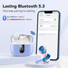 Ear Buds Wireless Earbuds, 50Hrs Playtime Bluetooth Earphones, Bluetooth Headphones 5.3, In Ear with 4 ENC Call Noise Cancelling Mics, Bass Boost 85%, Earbuds IPX7 Waterproof, USB-C(Light Blue)