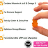 Multivitamin & Omega 3 Gummies for Kids & Adults - Vitamin C, A, B, D & Vitamin E - with DHA & EPA - 30 Chewable Multivitamins & Omega 3 Supplement - Orange Flavoured -