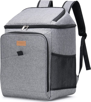 26L 34-Can Insulated Cooler Picnic Backpack Cool Bag, Large Picnic Bag Leakproof Portable Soft Food Cooler Box for Men Women for Outdoor/Picnic/Beach/BBQ/Camping/Travel/Family, Grey