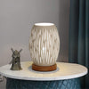 Metal Lampshade Bedside Table Lamp Wooden Base Bedroom Lamp Decorative Bedside Lamp with Edison Bulb for Bedroom Home Weddings Parties Patio Indoor Outdoor (Strip Shape)