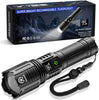 Torches LED Super Bright 250000 Lumen Rechargeable, High Power Torch with Power Display and Zoomable, Powerful LED Torch 5 Light Modes, IP67 Tactical Torch for Camping, Hiking, Dog Walking