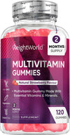 Multivitamin Gummies for Women & Men - 2 Months Supply - 13 Multivitamins & Minerals - 120 Vitamin Gummies - With Vitamin C, A, D, B, Biotin & Zinc - Strawberry Flavoured Chewable Multivitamins Adults