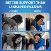 JPillow Travel Pillow for Airplanes - British Invention of The Year - Upgraded with Patented Anti-Slip Scarf - Unique Chin Support - Neck Pillow for Travel - Flight Pillow - Blue