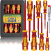 Insulated Screwdriver Set - 8pcs VDE Tested Electrical Screwdriver Set to 1000V, Hardened Black Point Magnetic Tipped Electricians Screwdriver Set with Anti-Roll Design - Storage Case Included