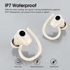 Wireless Earbuds, Bluetooth 5.3 Headphones with 4 ENC Noise Canceling Mic, 50H Stereo Dual LED Display Ear Buds, Sport Wireless Earphones with Earhooks, IP7 Waterproof Wireless Headphones, White