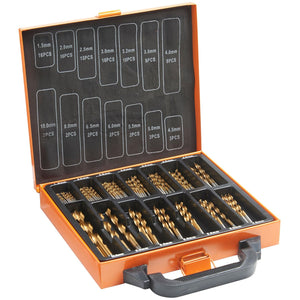 HSS Metal Drill Bit Set with Carry Case Organiser - 99 Pcs 1.5-10 mm High Speed Steel Bits Titanium Coated Steel - For Drilling Wood, Masonry and Metal - Accessories Drills and Screwdrivers