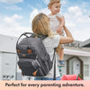 Changing Bag Backpack, Large Nappy Back Pack Multifunction Baby Bags with Portable Changing Mat, Pacifier Holder, and Stroller Straps, for Mom and Dad