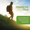 Vitamin K2 75µg (60 Capsules) | for Bone and Blood Health | Contains 75 µg Vitamin K2 | Using a Pure, Active Form Called MK-7 | Supports Normal Blood clotting | Vegan