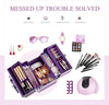 Makeup Case Vanity Box 4 Trays Beauty Organiser Case Cosmetic Storage Box with Locks, Purple