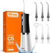 Water Flosser for Teeth Cordless, 3 Modes & 5 Intensities Water Flossers, Oral Irrigator with 6 Jet Tips, Dental Flosser Water Jet IPX7 Waterproof Available in Shower, USB Rechargeable