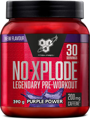 Nutrition N.O.-Xplode Pre Workout Powder Food Supplement, Energy and Focus support with Caffeine, Amino Acids, Vitamin C and Zinc, Purple Power Flavour, 30 Servings, 390 g