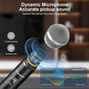 Wireless Microphone System, Metal Wireless Mic Set with Case,Handheld Cordless Dynamic Microphones for Singing, Karaoke, Church, DJ,100ft Range