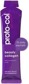 Beauty Collagen Supplements for Women - 10,000mg Bovine Collagen Peptides with Hyaluronic Acid, Vitamins and Minerals - Red Berry Flavour - 15 Sachets