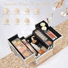 Makeup Case 4 Trays Cosmetic Box Lockable Beauty Vanity Organiser Holder Box for Gifts (Rose Gold)