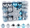 70Pcs Christmas Baubles Set, Christmas Balls Shatterproof, Christmas Tree Ornaments, Hanging Christmas Decorations for Xmas Tree, Wedding, Party, Blue & Silver