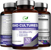 Bio Cultures Complex Probiotics 100 Billion CFU with Prebiotics – Lactobacillus Plantarum & Saccharomyces Boulardii Probiotic - 30 Vegan Capsules – Probiotics for Women & Men – Packaging May Vary