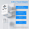 Worldwide Travel Adapter with USB C PD 30W Fast Charging, (3 USB C 2 USB-A) Universal Socket Dual 10A Fuses Surge Protection All In One International Adapter - EU UK US AU Plugs