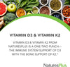 Vitamin D3 Vitamin K2-1000 IU Vitamin D Supplement with 100 mcg Vitamin K – Bones and Immune System Support - Gluten Free, Vegetarian - 90 Capsules