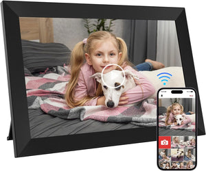 10.1 Inch WiFi Digital Photo Frame Built in 64GB Memory, 1280x800 IPS LCD Touchscreen, Auto-Rotate and Audio, Quick and Easy Share Photos or Videos via the Frameo App, the Best Choice for Gifting