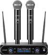 Wireless Microphone System, Metal Wireless Mic Set with Case,Handheld Cordless Dynamic Microphones for Singing, Karaoke, Church, DJ,100ft Range