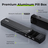 Aluminum Alloy Pill Box Organiser, Stylish Travel Pill Organiser 7 Day with Slide Design for Privacy Protection, Tablet Organiser with Large Compartment for Supplements, Vitamins