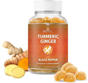 Turmeric Vitamin Supplement Gummies with Ginger & Black Pepper | Supports Joint Pain & Anti-Inflammatory Response | Active Ingredient 300mg Curcumin Extract | Vegan | Tropical Flavour (60 Count)