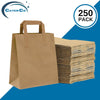 Medium Brown Paper Bags with Handles - 250 Pack, 8.5x10x4.5" (25x22x10cm) - Biodegradable Kraft Bags for Food Takeaway, Groceries, Gift, Delivery & Events - Medium - (8.5x10x4.5") - 250 pack