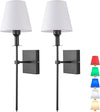 Battery Operated Wall Lights Set of 2，with Color Temperature Dimmable Remote Control，Battery Powered Non Hardwired Wall Lamp，for Bedroom Farmhouse Bedside Reading Light (Black)
