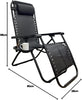 Zero Gravity Chair Heavy Duty Textoline Outdoor & Garden Sunloungers Reclining, Folding Chair, Relaxer Chairs with Cup Holder and Headrest Pillow (1, BLACK)