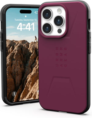 UAG [Updated Version] Case Compatible with iPhone 15 Pro Case 6.1" Civilian Bordeaux Built-in Magnet Compatible with MagSafe Charging Rugged Mil-Grade Dropproof Protective Cover