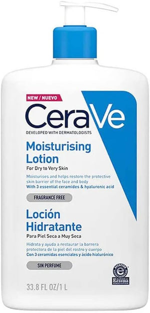 Moisturising Lotion, 1 Litre, with Hyaluronic Acid and 3 Essential Ceramides (Daily Face & Body Moisturiser) for Normal to Very Dry Skin