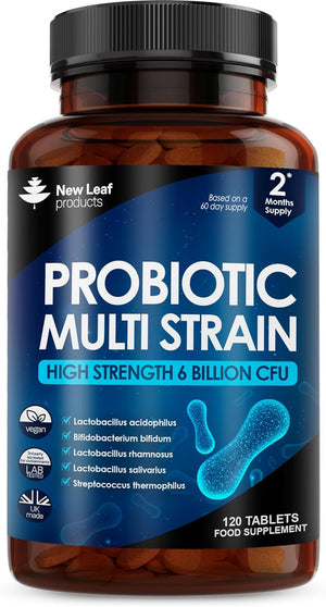 Probiotics for Daily Gut Health - Multi Strain Probiotic Supplements - Acidophilus Tablets High Strength - Digestive & Gut Health Supplements Lactobacillus - Vegan, GMO-Free, Gluten-Free, UK Made