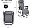 Garden | Zero Gravity Chair | Set of 1 | Heavy Duty Textoline | Outdoor & Garden Sunloungers | Reclining & Folding Chair with Headrest Pillow (Premium, Grey)