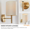 Tatum Decorative Contemporary Antique Brass E14 LED Compatible Wall Light with a Cream Fabric Drum Shade