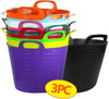 40L 40 Litre Large Robust Flexi Tubs - Set of 3 - Mixed Assorted Colours Randomly Picked - Multi Purpose Flexible Rubber Storage Container Buckets