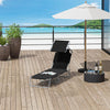 Outdoor Foldable Sun Lounger, 4 Level Adjustable Backrest Reclining Sun Lounger Chair with Angle Adjust Sun Shade Awning for Beach, Garden, Patio, Black