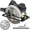 1400W Circular Saws, Max 6000 RPM Pure Copper Motor Electric Saws, Adjustable Cutting Depth and Angle: 62mm(90 °)-48mm(45 °), Dust Collection System and 185mm Saw Blade