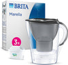 Marella Water Filter Jug Graphite (2.4L) Starter Pack incl. 3x MAXTRA PRO All-in-1 cartridge - fridge-fitting jug with digital LTI and Flip-Lid - now in sustainable Smart Box packaging