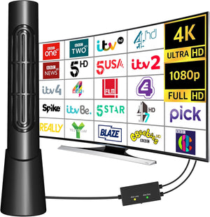 2024 Newest TV Aerial 350+Miles Long Range - Indoor TV Aerial for Smart TV with Signal Booster & 360° Signal Reception,Freeview Digital TV Antenna Support 4K 1080P HD Local Channels and All TV