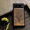 Wood Case for Pixel 6 Case [Hard Real Wood & Soft TPU] Shockproof Hybrid Protective Cover Unique & Classy Wooden Case Compatible with Google Pixel 6 Case (Vegvisir Viking Compass-Walnut).