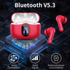 Wireless Earbuds, Bluetooth 5.3 Headphones In Ear with 4 ENC Noise Cancelling Mic, LED Display New Bluetooth Earbuds Mini Deep Bass Stereo Sound, 36H Playtime, Wireless Earphones IP7 Waterproof, Red