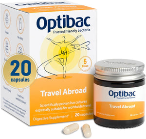 Travel Abroad Probiotics -Vegan Digestive Probiotic Supplement Formulated for Travel Support & Gut Health, 5 Billion Live Cultures - 20 Capsules