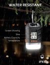 LED Camping Lantern Rechargeable Camping Power Bank Running 350Hrs, LCD Screen 4 Light Mode LED Tent Light, Waterproof Outdoor Working Light for Power Cuts Emergency Fishing Hiking