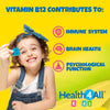 Kids Vitamin B12 2.5mcg Sublingual 90 Tablets (V) Vegan Methylcobalamin Chewable Tablets for Children. Orange Flavoured. Made in The UK by