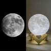 3D Moon Lamp with 5.9 Inch Wooden Base - Mother's Day LED Night Light, Mood Lighting with Touch Control Brightness for Home Décor, Bedroom, Gifts for Women Kids Birthday - White & Yellow