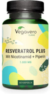 Trans Resveratrol 98% 1000 mg | Natural Anti Aging & Skin Supplement | Pure from Japanese Knotweed | NO Additives | High Bioavailability with VIT B3 & Piperine | Lab Tested | Vegan