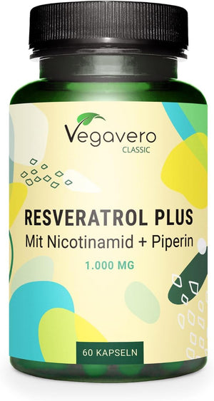 Trans Resveratrol 98% 1000 mg | Natural Anti Aging & Skin Supplement | Pure from Japanese Knotweed | NO Additives | High Bioavailability with VIT B3 & Piperine | Lab Tested | Vegan