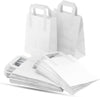 Takeaway Bags White Kraft Paper SOS Food Carrier Delivery Bags with Handles Eco Friendly Party Gift Bags Bar Restaurant (100, Large White 10" x 12" x 5.3")