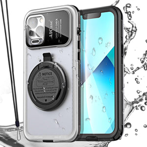 Self-Check Waterproof Phone Case for iPhone 13, Underwater Touchscreen Water Proof Dustproof Snowproof Diving Phone Case Built-in Screen Protector for Shower, Bike, Beach, Snorkeling